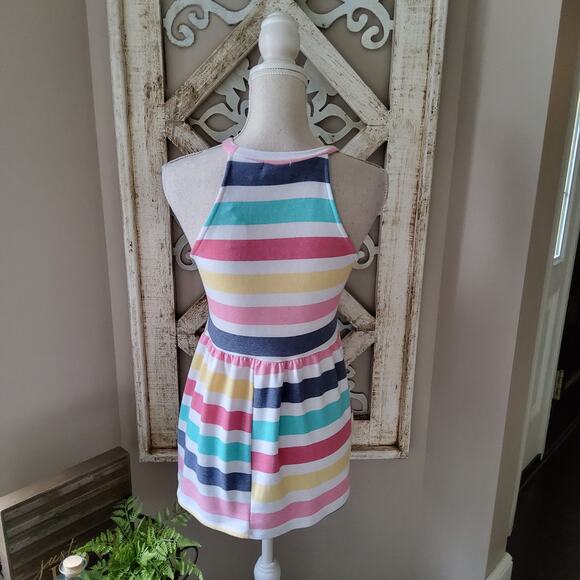 143 Story Women's Soft French Terry Stripe Babydoll Halter Tank Top Tunic - Picture 5 of 14